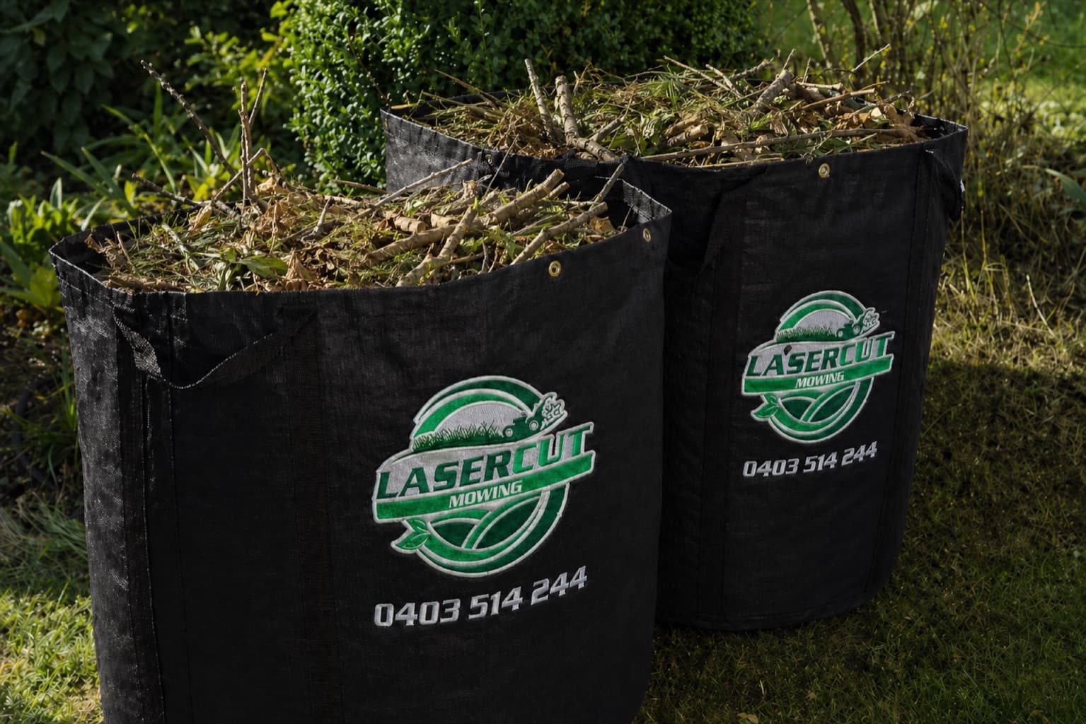 Green waste loaded for removal after a garden clean-up